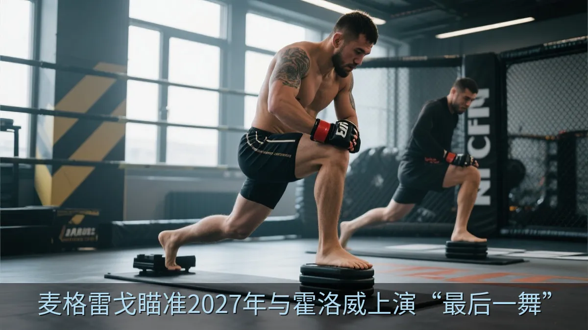 综合格斗选手在训练馆进行腿部恢复训练